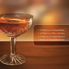 Ein eleganter Sherry-Cocktail in einem Kristallglas. Die ideale Temperatur für Sherry ist entscheidend für den Genuss.