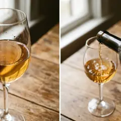 Ein Glas Wein wird auf einem Holztisch gefüllt. Manche Menschen finden, dass Sulfite ungesund sind.