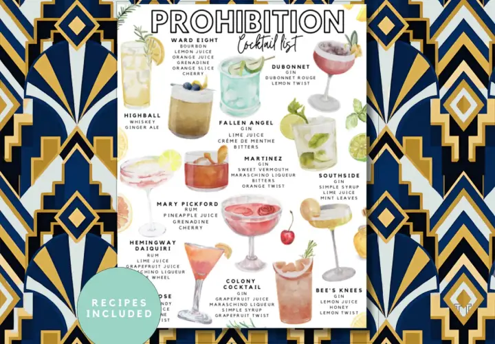 Erleben Sie die Eleganz der 20er Jahre mit dieser Liste klassischer Cocktails, von Highball bis Bee's Knees.