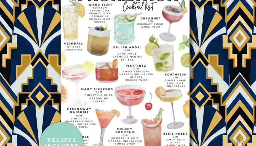 Erleben Sie die Eleganz der 20er Jahre mit dieser Liste klassischer Cocktails, von Highball bis Bee's Knees.