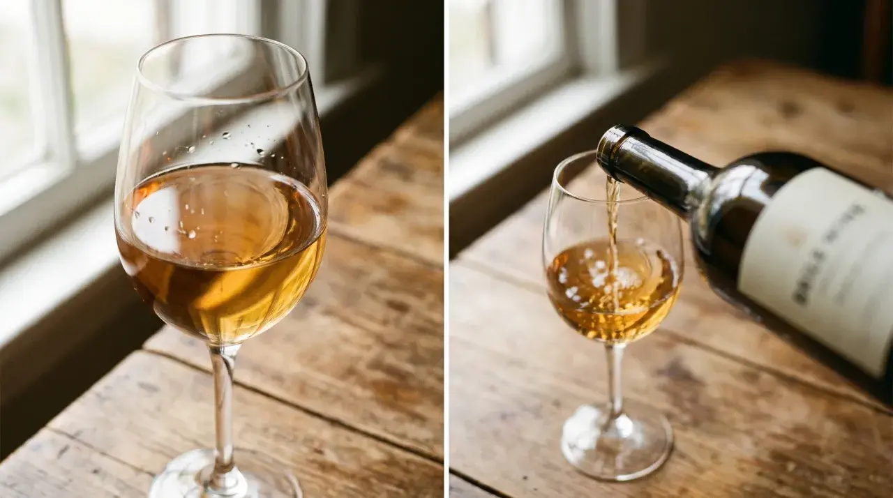 Ein Glas Wein wird auf einem Holztisch gefüllt. Manche Menschen finden, dass Sulfite ungesund sind.