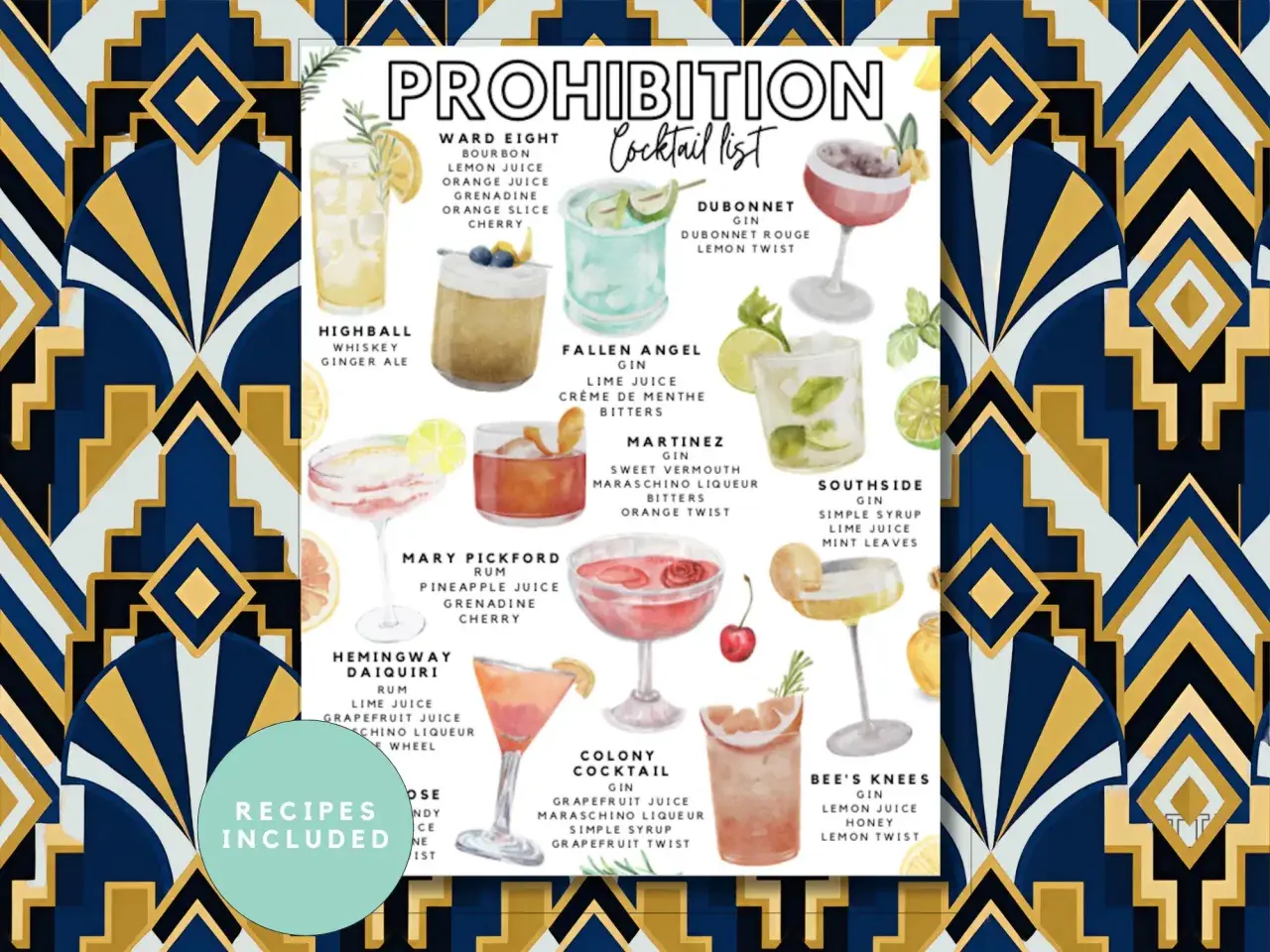 Erleben Sie die Eleganz der 20er Jahre mit dieser Liste klassischer Cocktails, von Highball bis Bee's Knees.